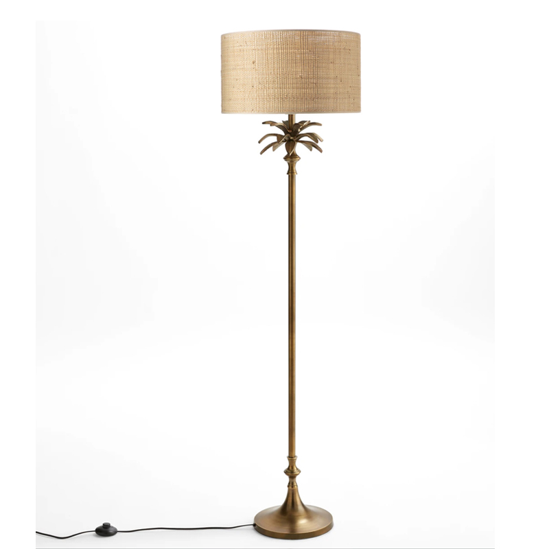Торшер Palm Raphia Lampshade Латунь Торшер Palm Raphia Lampshade Латунь в Барнауле | Loft Concept