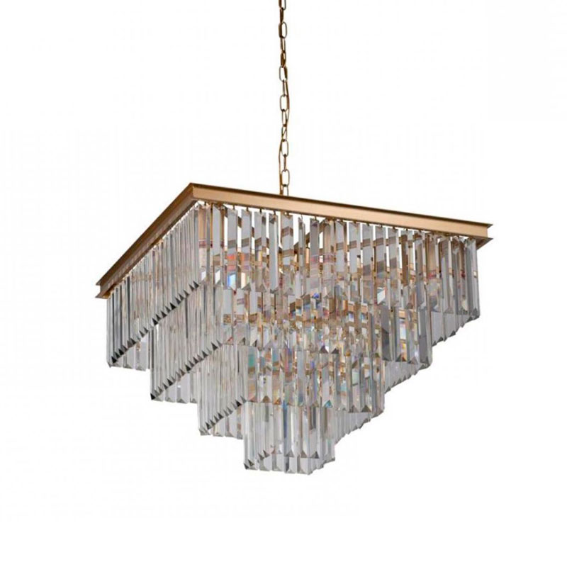 Квадратная Люстра RH 1920s Odeon GOLD iron Four layers Прозрачное Стекло 60х60 Золотой Прозрачное Стекло Квадратная Люстра RH 1920s Odeon GOLD iron Four layers Прозрачное Стекло 60х60 Золотой Прозрачное Стекло в Барнауле | Loft Concept