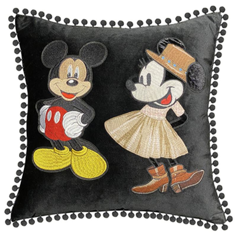 Декоративная подушка с вышивкой Gucci Mickey and Minnie Mouse Черный Красный Желтый Бежевый Декоративная подушка с вышивкой Gucci Mickey and Minnie Mouse Черный Красный Желтый Бежевый в Барнауле | Loft Concept