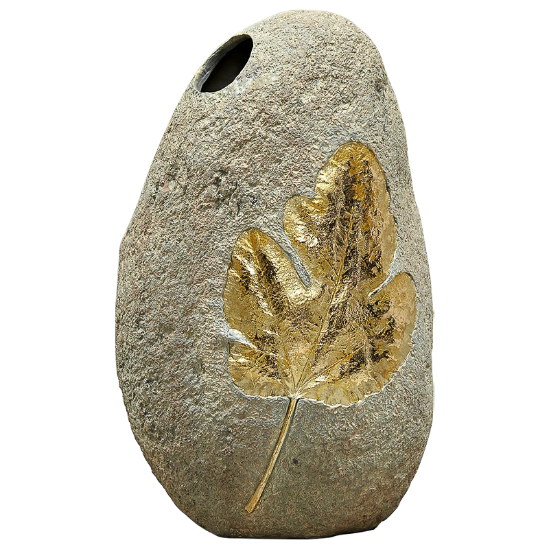Ваза Golden Stone Leaf Vase имитация камня Бежево-серый Золотой Ваза Golden Stone Leaf Vase имитация камня Бежево-серый Золотой в Барнауле | Loft Concept