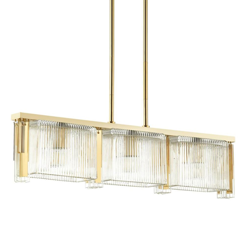 Люстра Madelen Gold Linear Chandelier Глянцевое золото Прозрачный (Transparent) в Барнауле | Loft Concept 