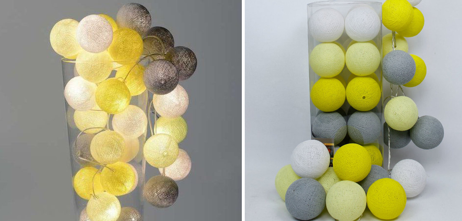 Гирлянда хлопковые фонарики Сotton Ball Yellow - Loft-Concept в Барнауле