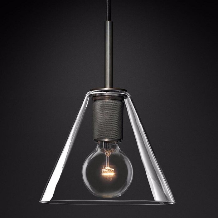 Подвесной светильник RH Utilitaire Funnel Pendant Black Темная бронза Прозрачное Стекло Подвесной светильник RH Utilitaire Funnel Pendant Black Темная бронза Прозрачное Стекло в Барнауле | Loft Concept