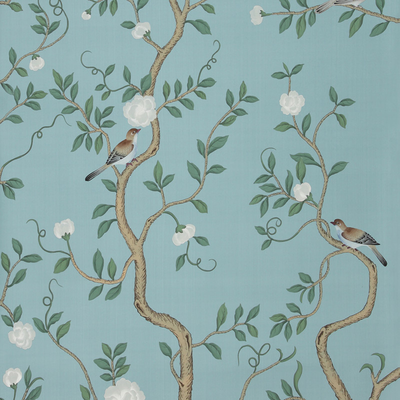 Обои ручная роспись Gustavian Garden Special Colourway on Duck Egg dyed silk Обои ручная роспись Gustavian Garden Special Colourway on Duck Egg dyed silk в Барнауле | Loft Concept