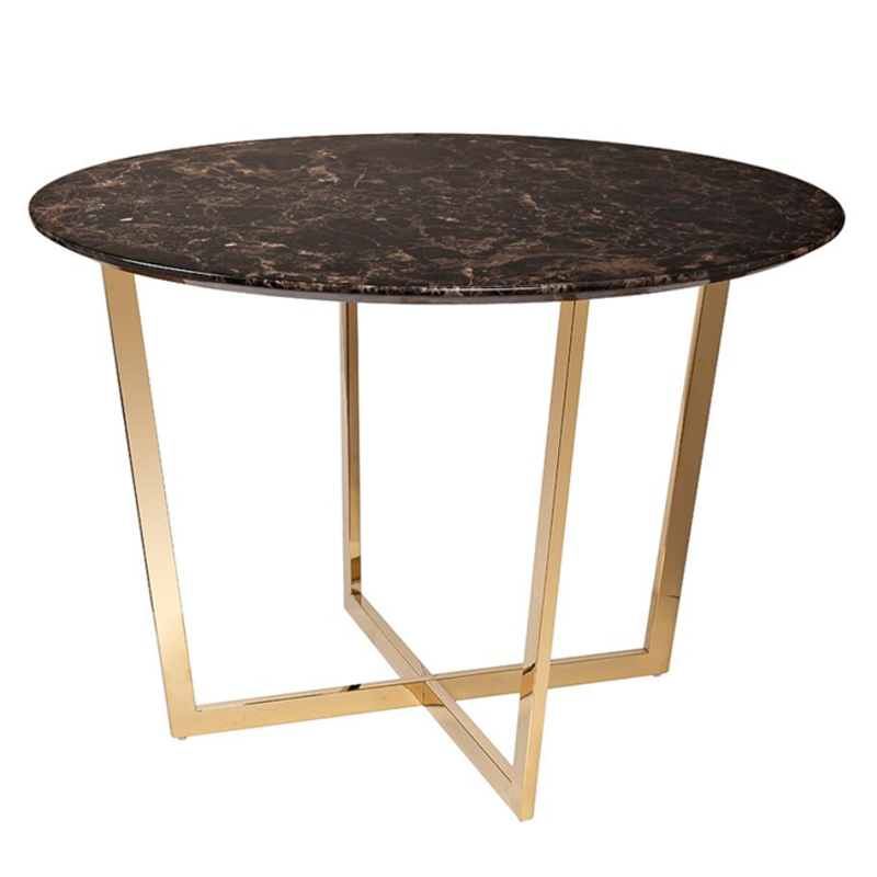 Обеденный стол Dining table Jacques round Brown Коричневый Золотой Обеденный стол Dining table Jacques round Brown Коричневый Золотой в Барнауле | Loft Concept