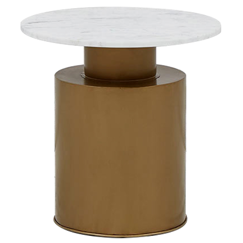 Приставной стол с мраморной столешницей Ela Marble Side Table Белый Мрамор Bianco Золотой Приставной стол с мраморной столешницей Ela Marble Side Table Белый Мрамор Bianco Золотой в Барнауле | Loft Concept