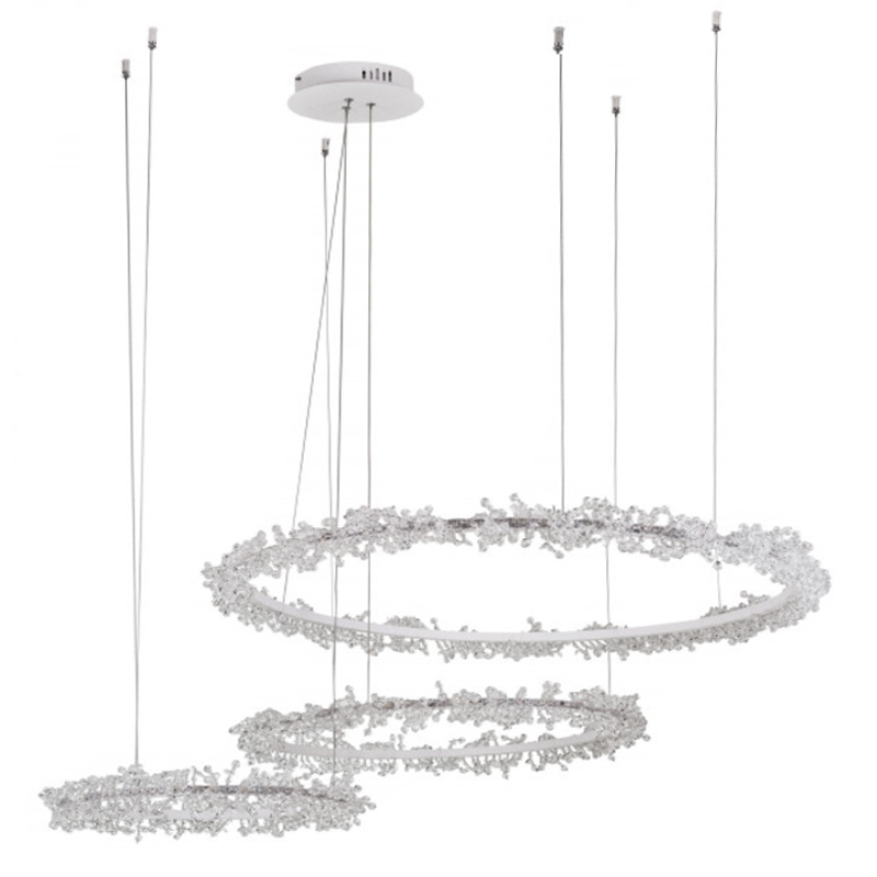 Люстра Crystal round chandelier 3 кольца Белый Прозрачный Белый Люстра Crystal round chandelier 3 кольца Белый Прозрачный Белый в Барнауле | Loft Concept