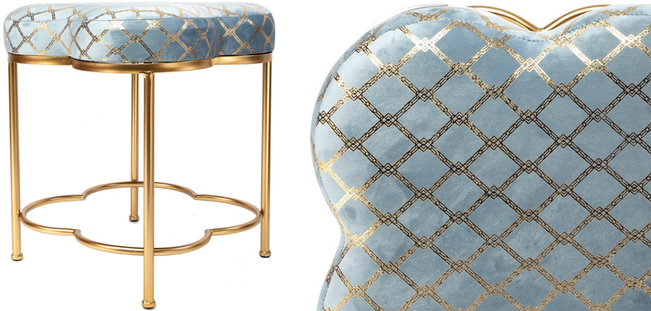 Пуф PUF Frame of Clover & Upholstery Gold Mesh голубой Пуф PUF Frame of Clover & Upholstery Gold Mesh голубой - Loft-Concept в Барнауле
