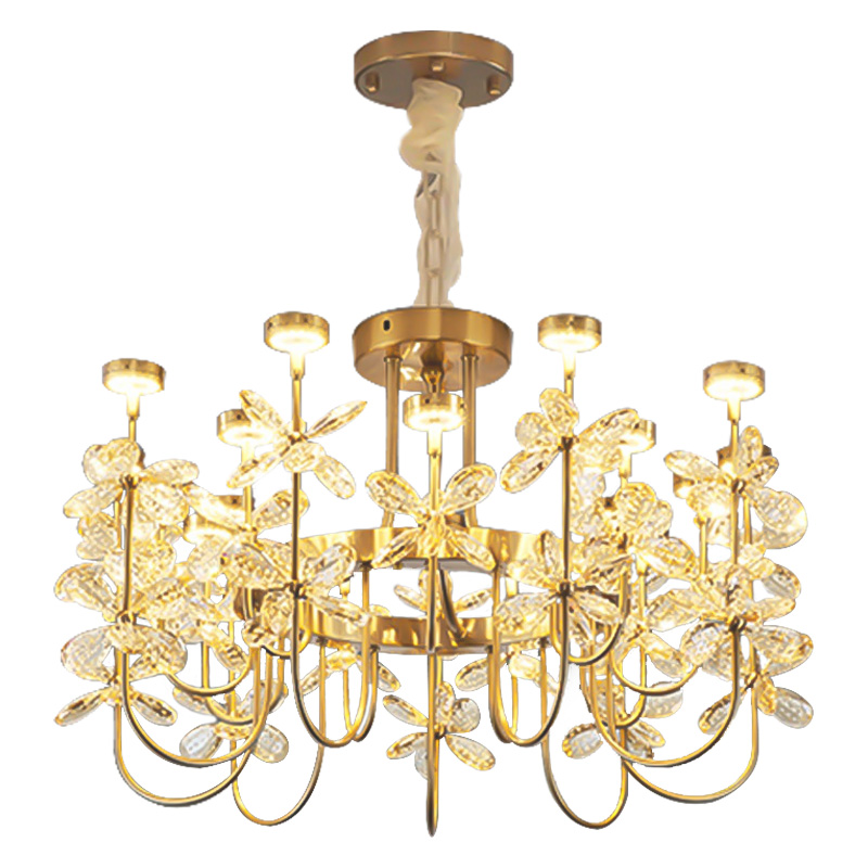 Люстра с хрустальными цветами Crystal Flowers Chandelier Золотой Прозрачный Люстра с хрустальными цветами Crystal Flowers Chandelier Золотой Прозрачный в Барнауле | Loft Concept