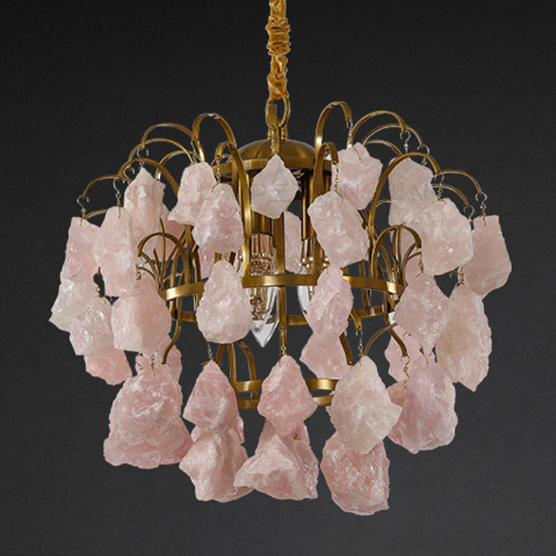 Hardis Pink stone Chandelier 30 Латунь Дымчатая Роза в Барнауле | Loft Concept 