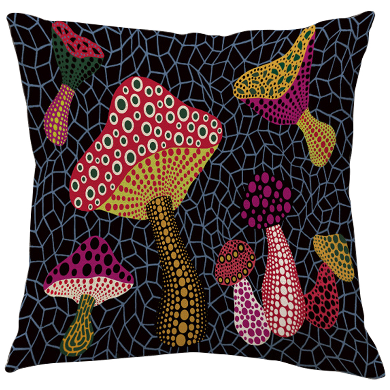 Декоративная подушка Yayoi Kusama Mushrooms Мульти Черный Декоративная подушка Yayoi Kusama Mushrooms Мульти Черный в Барнауле | Loft Concept