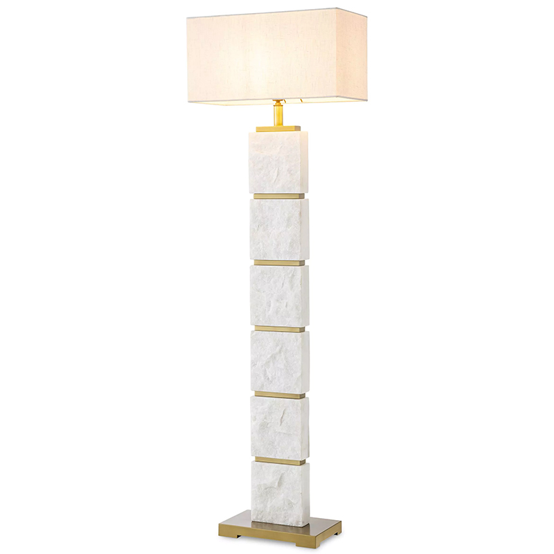 Торшер Eichholtz Floor Lamp Newton Marble Белый Мрамор Bianco Кремовый Латунь в Барнауле | Loft Concept 