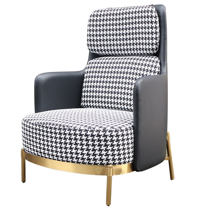 Кресло Pied de poule Gray high Armchair Черно-белый Латунь Кресло Pied de poule Gray high Armchair Черно-белый Латунь в Барнауле | Loft Concept