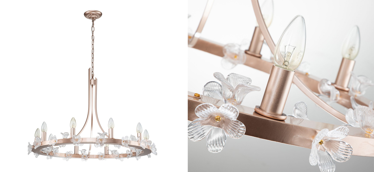 Люстра с декором из стеклянных цветов Myosotis - фото