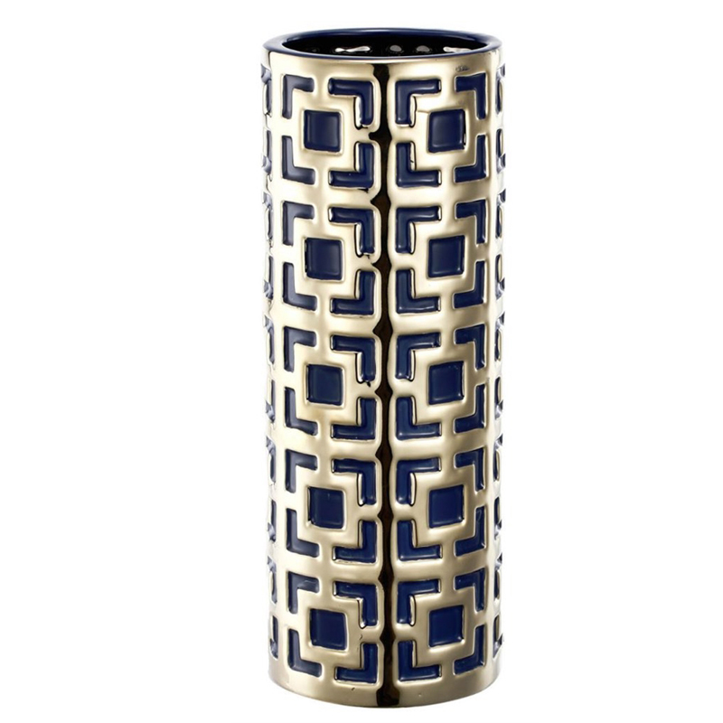 Ваза с геометрическим узором Marion Vase Золотой Синий Ваза с геометрическим узором Marion Vase Золотой Синий в Барнауле | Loft Concept