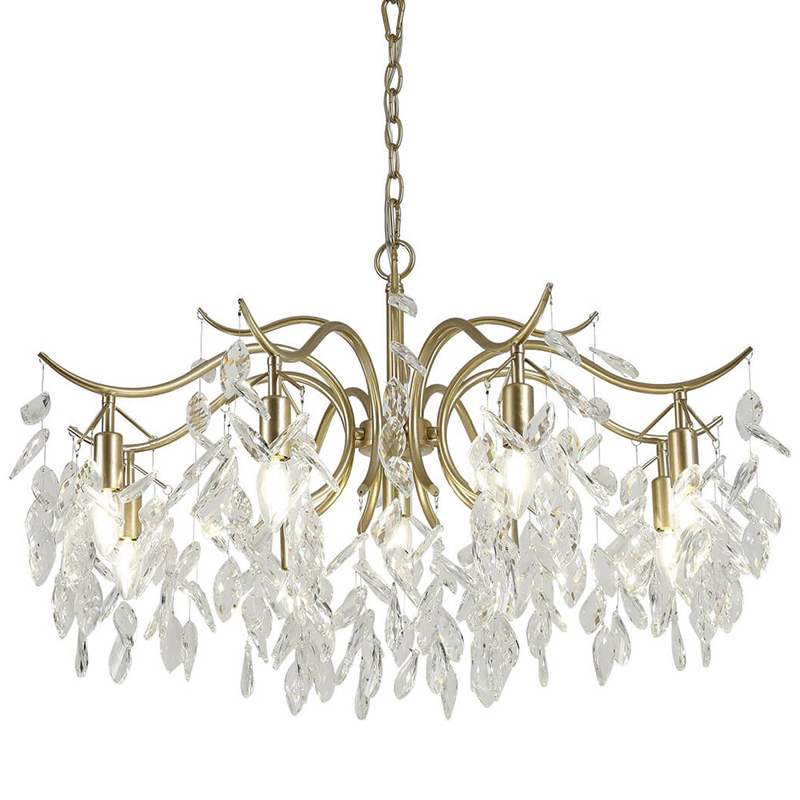 Люстра Hanging Crystal Leaves Chandelier 83 матовое золото Прозрачный (Transparent) Люстра Hanging Crystal Leaves Chandelier 83 матовое золото Прозрачный (Transparent) в Барнауле | Loft Concept