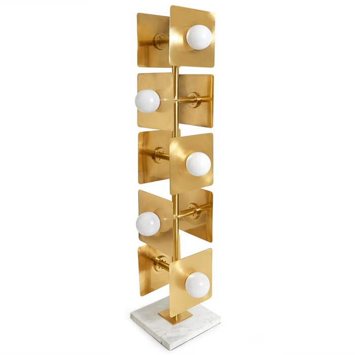 Торшер PUZZLE FLOOR LAMP Латунь Белый Белый Мрамор Bianco Торшер PUZZLE FLOOR LAMP Латунь Белый Белый Мрамор Bianco в Барнауле | Loft Concept