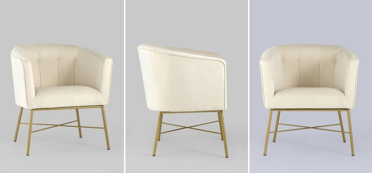 Кресло Mabel велюр цвет кремовый - фото