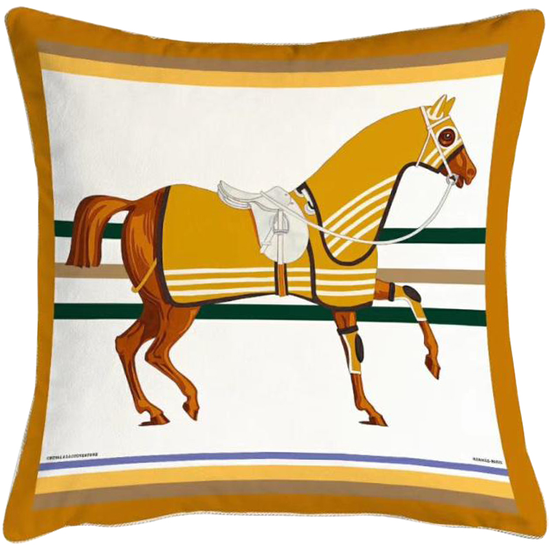 Декоративная подушка Hermes Horse 68 Мульти Горчичный Декоративная подушка Hermes Horse 68 Мульти Горчичный в Барнауле | Loft Concept