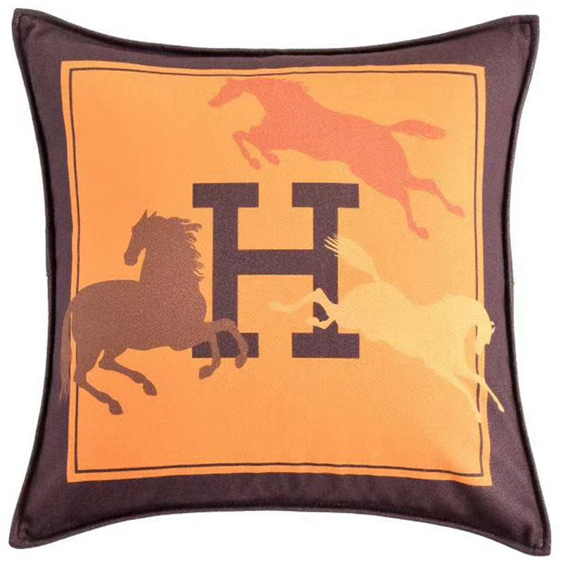 Декоративная подушка Hermes Horse 45 Желтый Коричневый Оранжевый Декоративная подушка Hermes Horse 45 Желтый Коричневый Оранжевый в Барнауле | Loft Concept