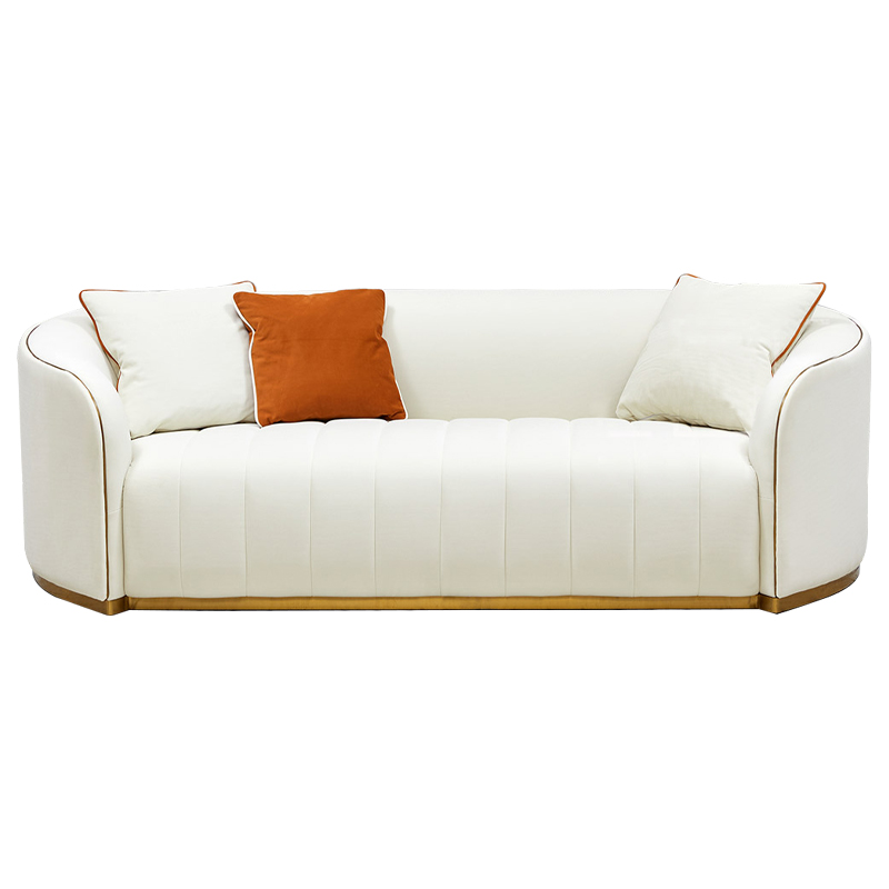 Диван Montel Sofa Молочный Оранжевый Латунь Диван Montel Sofa Молочный Оранжевый Латунь в Барнауле | Loft Concept