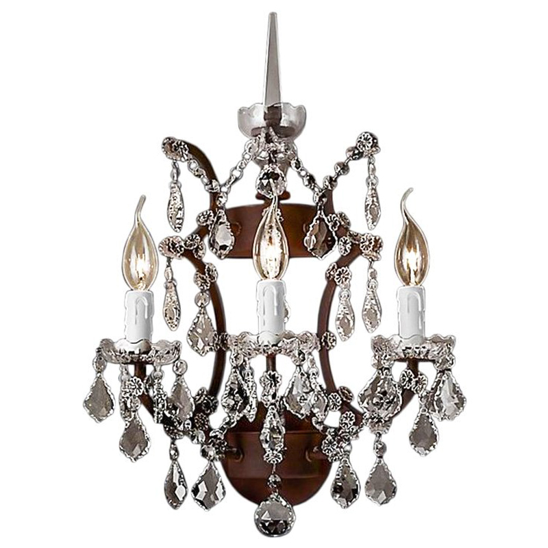 Бра 19th c. Rococo IRON & CLEAR CRYSTAL Brown Wall Lamp Коричневый винтаж Прозрачное Стекло Бра 19th c. Rococo IRON & CLEAR CRYSTAL Brown Wall Lamp Коричневый винтаж Прозрачное Стекло в Барнауле | Loft Concept