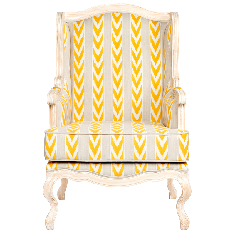 Кресло Ikat Pattern с желтым узором Белый Желтый Бежевый Кресло Ikat Pattern с желтым узором Белый Желтый Бежевый в Барнауле | Loft Concept