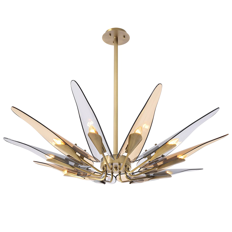 Люстра Eichholtz Chandelier Sky Янтарный Стекло Смок Латунь Люстра Eichholtz Chandelier Sky Янтарный Стекло Смок Латунь в Барнауле | Loft Concept