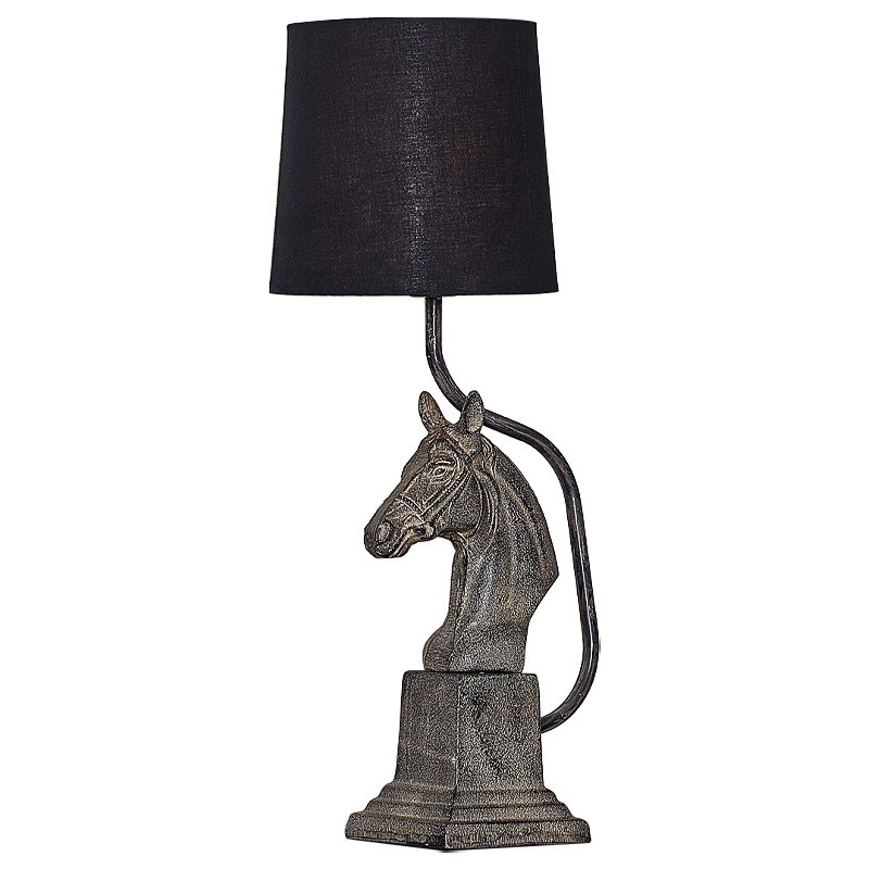 Настольная лампа с абажуром Lampshade Horse Sculpture Черный Металлик винтаж Настольная лампа с абажуром Lampshade Horse Sculpture Черный Металлик винтаж в Барнауле | Loft Concept