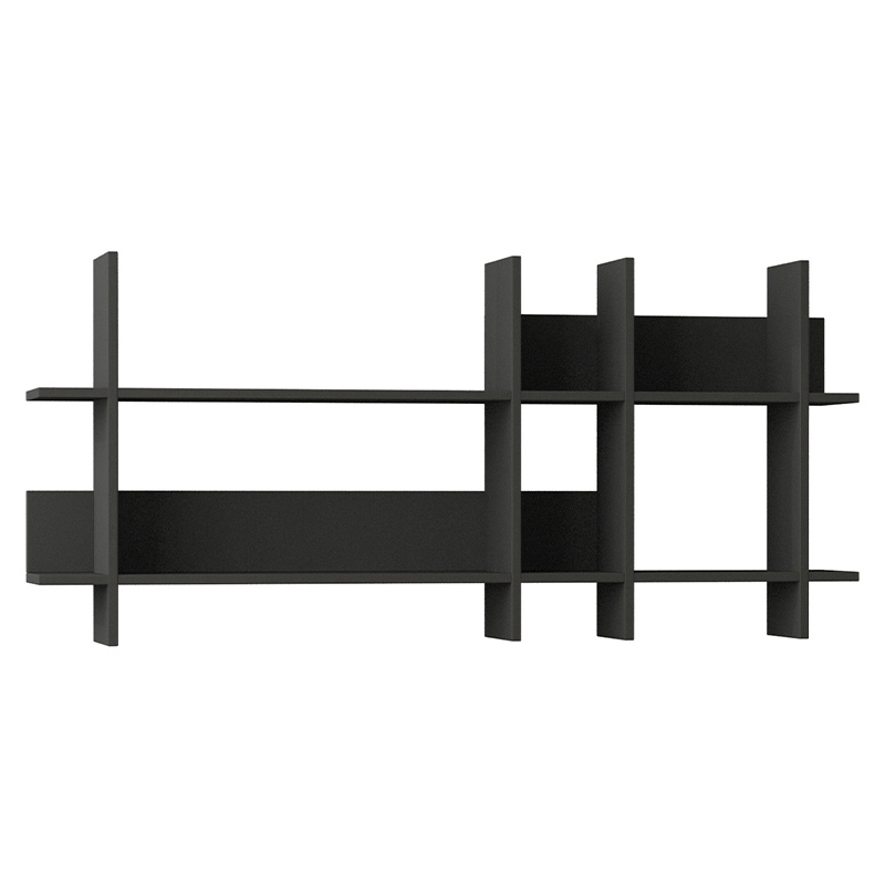 Полка прямая подвесная двухъярусная цвета антрацит BEADS BOOKCASE ANTHRACITE Антрацит Серый Полка прямая подвесная двухъярусная цвета антрацит BEADS BOOKCASE ANTHRACITE Антрацит Серый в Барнауле | Loft Concept