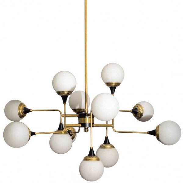 Люстра Ball Valley Random Chandelier Белый Латунь Черный Люстра Ball Valley Random Chandelier Белый Латунь Черный в Барнауле | Loft Concept