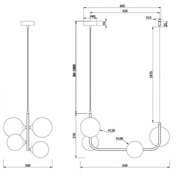 Люстра Marcan 4 Ball Chandelier Black Line Люстра Marcan 4 Ball Chandelier Black Line в Барнауле