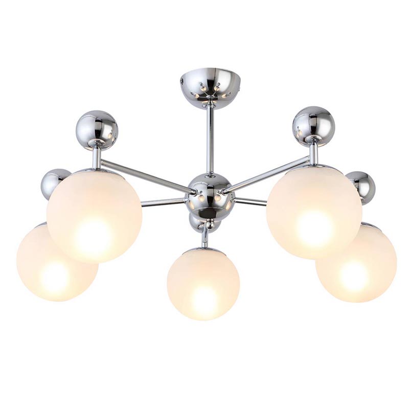 Потолочная люстра Demian Chrome Chandelier Хром Белый Потолочная люстра Demian Chrome Chandelier Хром Белый в Барнауле | Loft Concept
