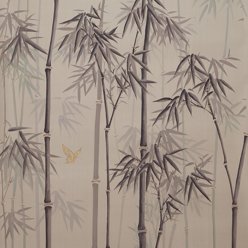 Обои ручная роспись Distant Bamboo Special Colourway on Lead Grey dyed silk Обои ручная роспись Distant Bamboo Special Colourway on Lead Grey dyed silk в Барнауле | Loft Concept