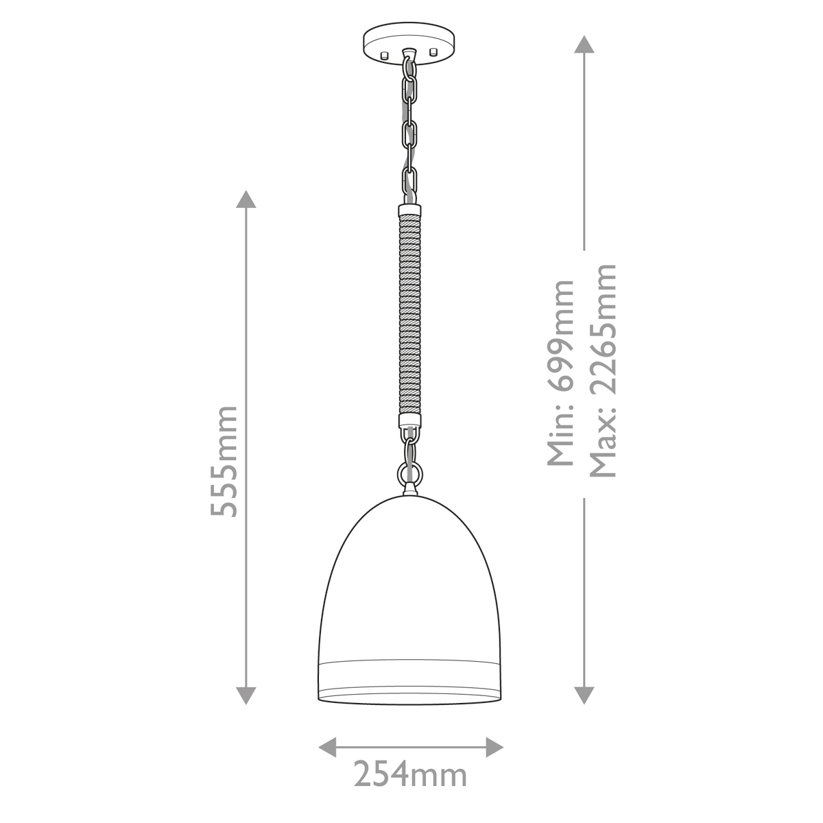 Подвесной светильник белый колоколообразный с декоративной обмоткой из веревки Hinkley в Барнауле