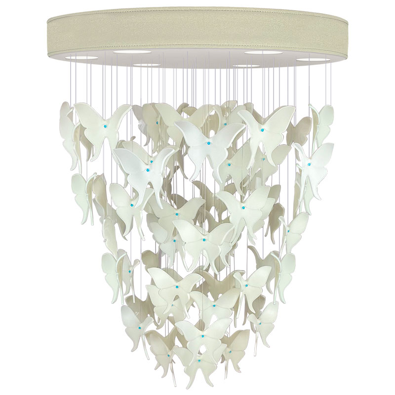 Люстра Белые Бабочки Жемчужно-серая база Night Butterflies Chandelier Бежево-серый Белый Люстра Белые Бабочки Жемчужно-серая база Night Butterflies Chandelier Бежево-серый Белый в Барнауле | Loft Concept