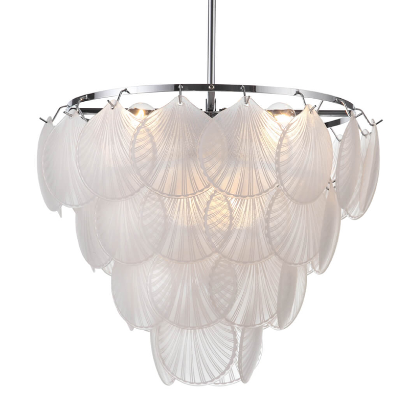 Люстра Glass Shells Suspension Chandelier Белый Хром Люстра Glass Shells Suspension Chandelier Белый Хром в Барнауле | Loft Concept