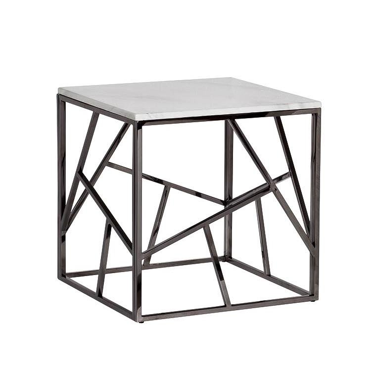 Приставной стол Serene Furnishing Dark Chrome Marble Top Хром Белый Приставной стол Serene Furnishing Dark Chrome Marble Top Хром Белый в Барнауле | Loft Concept