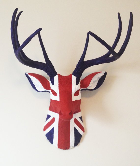 Голова оленя - Union jack Черный Голова оленя - Union jack Черный в Барнауле | Loft Concept
