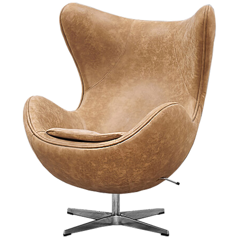 Кресло яйцо Egg Chair коричневая винтажная кожа Карамель Нержавеющая сталь Кресло яйцо Egg Chair коричневая винтажная кожа Карамель Нержавеющая сталь в Барнауле | Loft Concept
