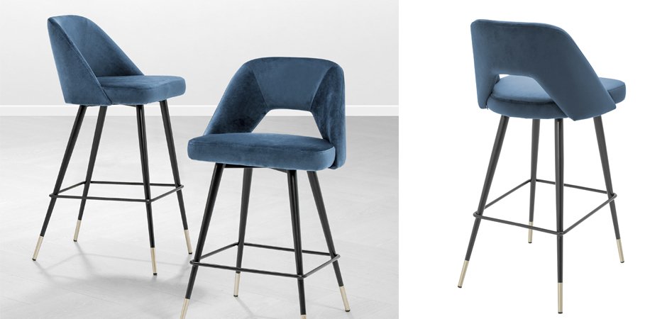 Барный стул Eichholtz Bar Stool Avorio Blue Барный стул Eichholtz Bar Stool Avorio Blue - Loft-Concept в Барнауле