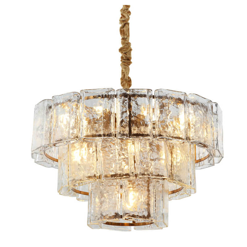 Люстра многоярусная Textured Glass Chandelier D60 Бронза Прозрачное Стекло Люстра многоярусная Textured Glass Chandelier D60 Бронза Прозрачное Стекло в Барнауле | Loft Concept