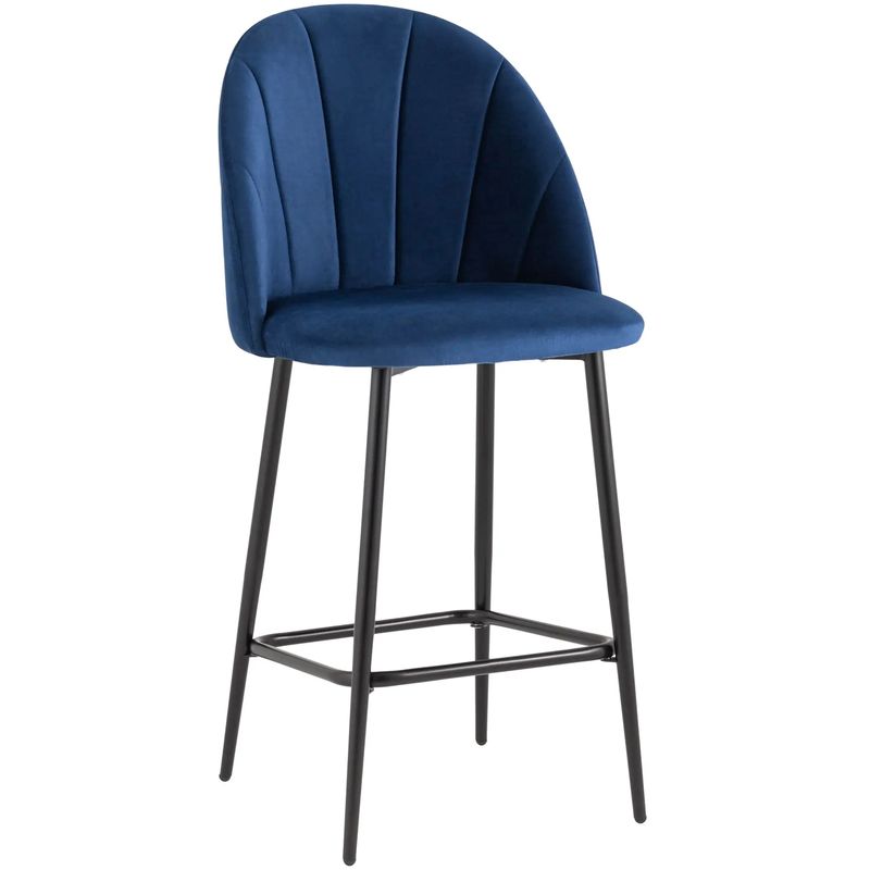 Барный Стул Balsari S Chair Синий Велюр Синий Черный Барный Стул Balsari S Chair Синий Велюр Синий Черный в Барнауле | Loft Concept