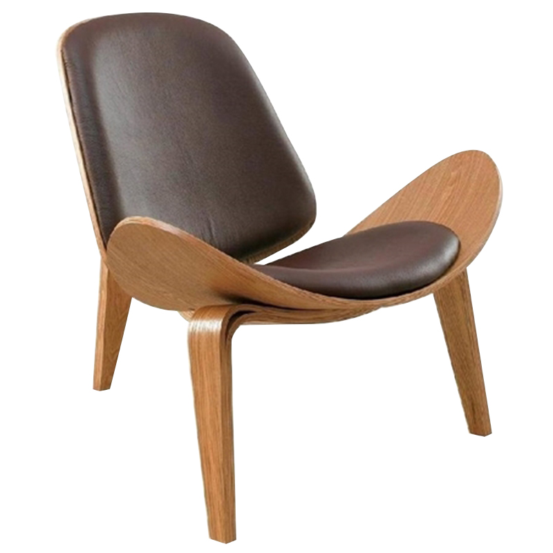 Дизайнерское кресло Shell Chair CH07 Экокожа Коричневый Дизайнерское кресло Shell Chair CH07 Экокожа Коричневый в Барнауле | Loft Concept