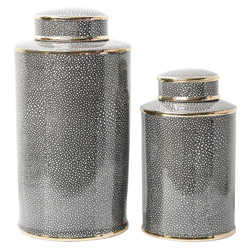 Ваза с крышкой Ceramic Grey Ornament Gold Vase Серый Золотой Ваза с крышкой Ceramic Grey Ornament Gold Vase Серый Золотой в Барнауле | Loft Concept