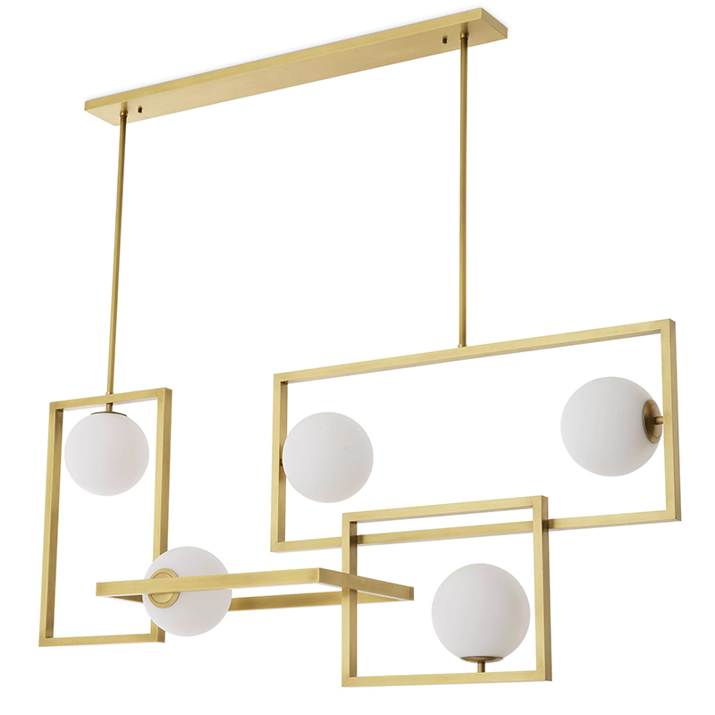 Люстра Eichholtz Chandelier Erasmus Золотой Белое матовое стекло Люстра Eichholtz Chandelier Erasmus Золотой Белое матовое стекло в Барнауле | Loft Concept