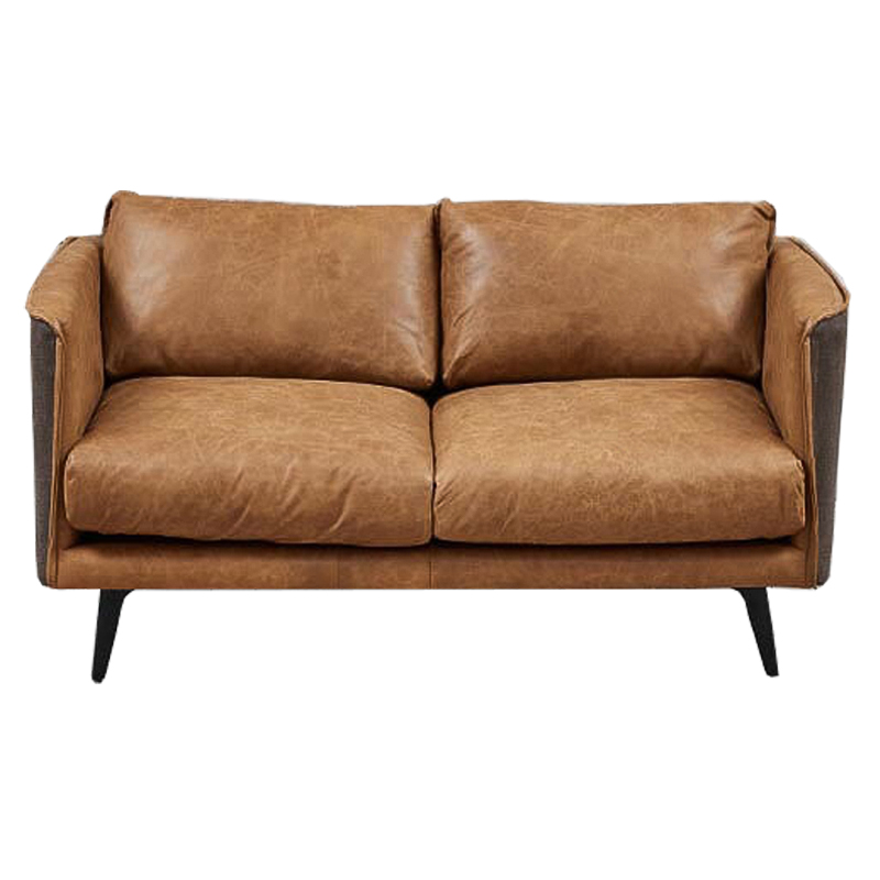Диван Caramel Leather Sofa Карамель Бежево-серый Черный Диван Caramel Leather Sofa Карамель Бежево-серый Черный в Барнауле | Loft Concept