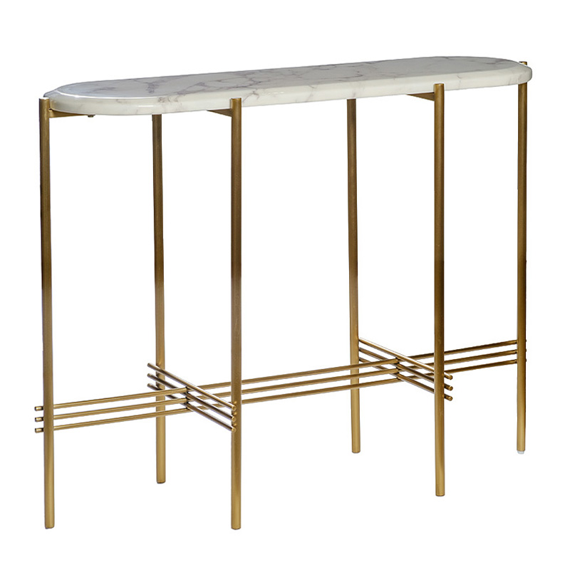 Консоль Andrine Console Белый Мрамор Bianco матовое золото Консоль Andrine Console Белый Мрамор Bianco матовое золото в Барнауле | Loft Concept