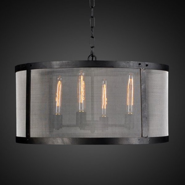 Люстра RH Riveted Mesh Chandelier Round Черный в Барнауле | Loft Concept 