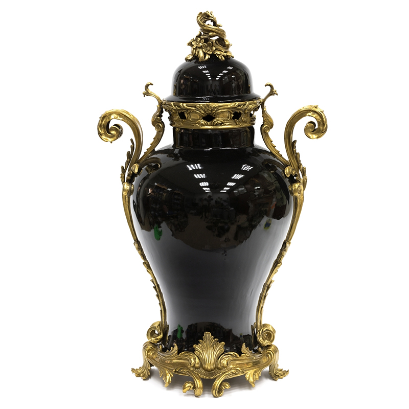 Большая ваза Selenia Black Vase Bronze Patterns Черный Бронза Большая ваза Selenia Black Vase Bronze Patterns Черный Бронза в Барнауле | Loft Concept